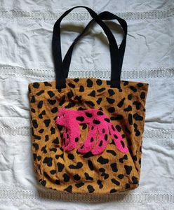Leopard Print Corduroy Tote