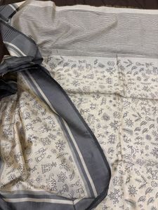 Linen Blend Saree - Grey