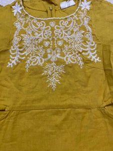 🌻Embroidered Mustard Dress🌻