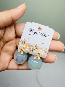 ✨ Regal Art Pearl &amp; Stone Drop Earrings ✨