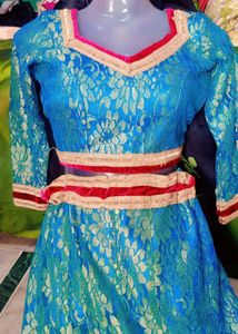 Elegant Blue Floral Anarkali