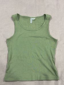 H&M DIVIDED Ribbed Tank Top - Light Green