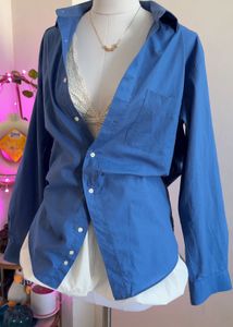 Blue Oversized Button-Down