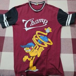 Cool Oversized Garfield Champ Graphic T-shirt
