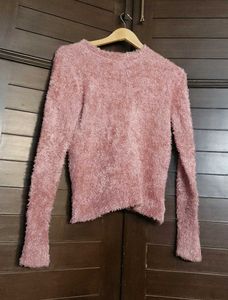 Pink Fuzzy Long Sleeve Sweater