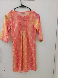 Peach & Orange Kurta With Matching Pants