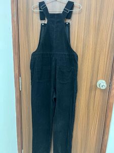 BLACK COTTON CORDUROY DUNGAREES