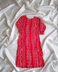 Elegant Red Bandhani Print Kurta