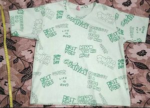 Typography Green Top/Tshirt