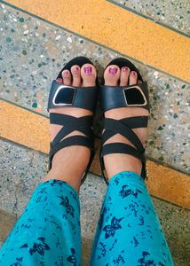 Black Straped Heels/ Wedges