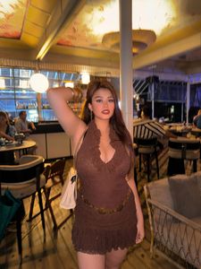 Brown Lace Mini Dress