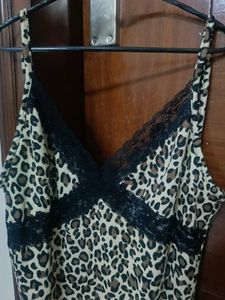 Leopard Print lace neck Mini Dress