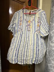 Striped Embroidered Top