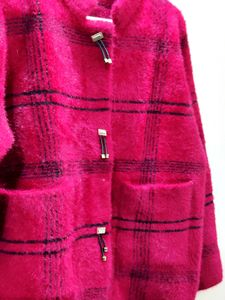 imported luxury berry plaid women&#39;s cardigan/jacke