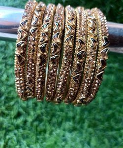 Golden Bangles Pack Of 4 New