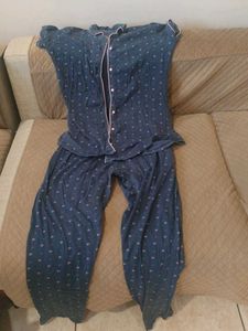 Blue Floral Pajama Set