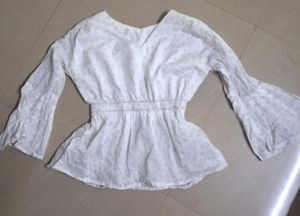 Elegant White Bell Sleeve Top