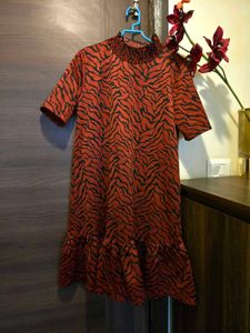 Zara Red & Black Animal Print Dress