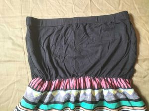 strapless tribal print dress