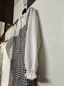 Korean Houndstooth  Jumper Dress Set
