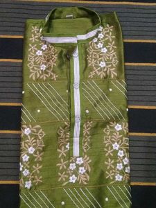 Green Embroidered Kurta Set