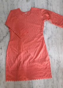 Women Straight Chikenkari Embroidery- L Size
