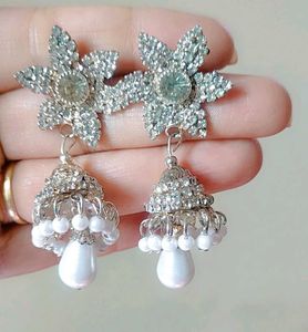 Silver Colour Jarkan Earrings