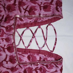 🌷Cotton Short Kurti with Criss-Cross Back Tie