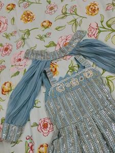 Girls&#39; Blue Embellished Outfit