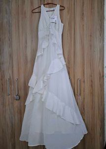 White Ruffled Maxi Dress