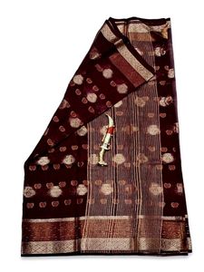 Maroon &amp; Gold Banarasi Silk Saree