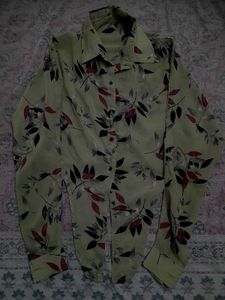 Olive CROP  Tie Shirt