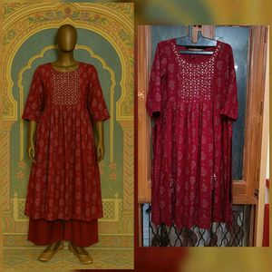 Red Paisley Print Naira Cut Kurti