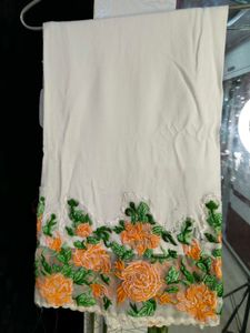 Floral Embroidered White Pants