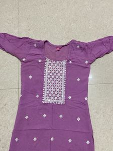 Purple Embroidered Kurta