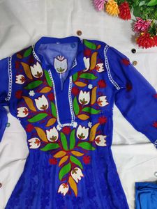 Blue Lucknowi Chikankari Anarkali Kurta