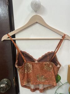 Lulu And Sky Floral Lace Trim Bustier Top