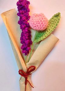 Crochet Flower Bouquet with Purple Lavender