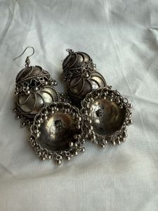 Oxidise, silver colour earrings, JhumkaS