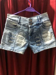 Denim Distressed Shorts.