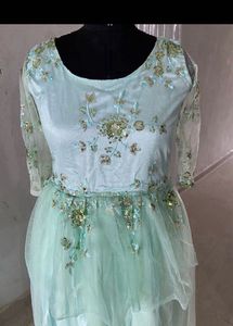 Elegant Aqua Embellished Gown