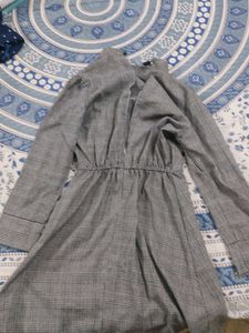 Gray Plaid Mini Dress