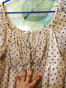 Polka Dot Sheer Sleeve Top