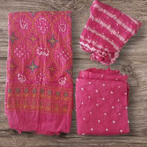 Lakhnavi Work Bandhani Dress Material