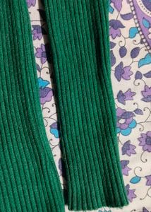 Striped High Neck Sweatshirt Green For Winter