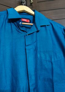 Richlook Men Blue Textured Cotton Party Shirt
