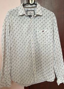 White Printed Casual Shirt| Size L