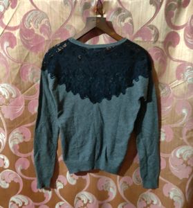 ZARA knit Top With Lace Detailing