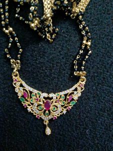 1 Gram Gold Nallapusa(Black Beads) Long Chain