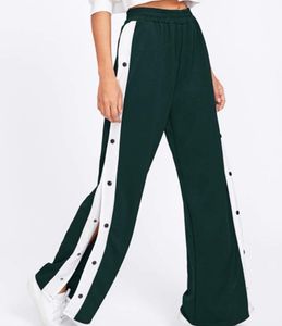 Side Button Wide Leg Pants